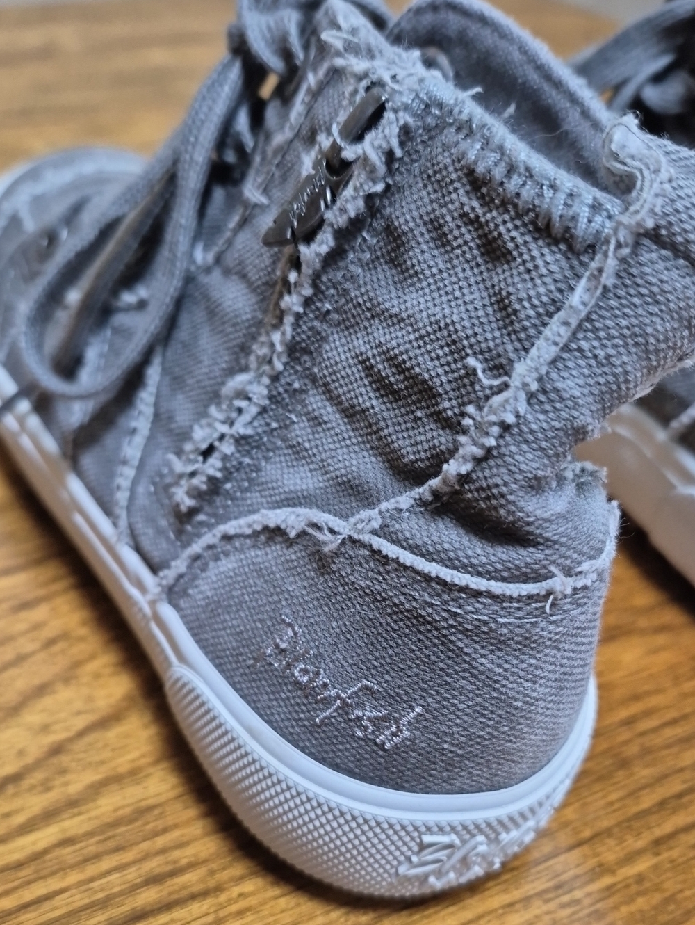 BLOWFISH 'Rev Arctic' Gray Distressed Canvas Women's High Top Sneakers Side Zip - Picture 7 of 16
